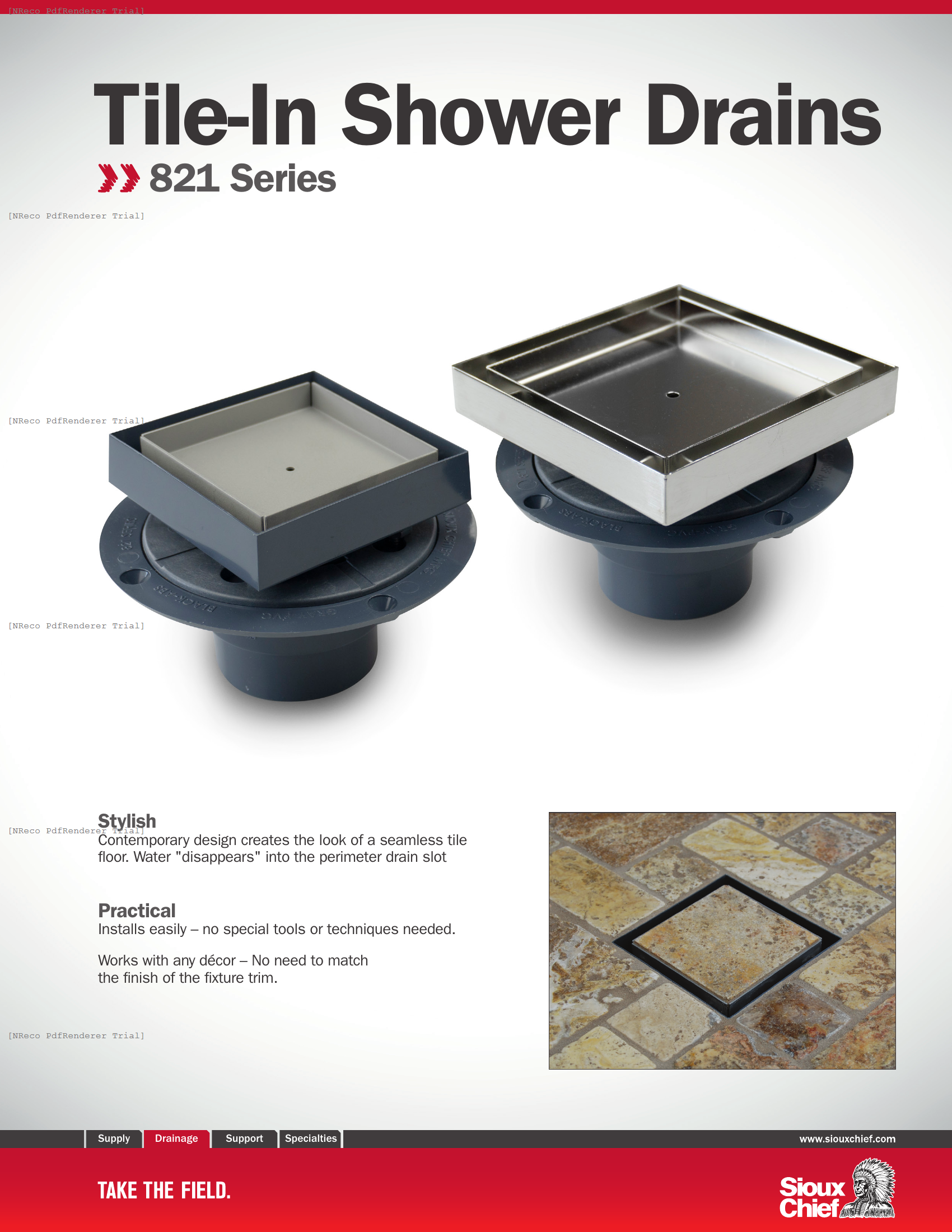 821 SHOWER DRAIN WITH TILE-IN HEAD - BROCHURE.PDF Brochure Document